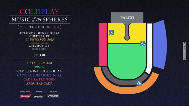 Mapa de Setores Coldplay em Curitiba